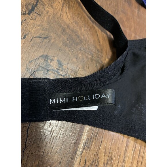 Mimi Holliday Deadly Nightshade Balconette Bra Black Blue Mesh 32GG - Picture 5 of 6